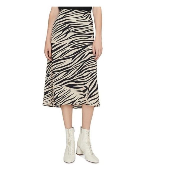 SANCTUARY Animal-print Midi Slip Skirt In Zebra - Picture 1 of 7